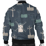 Windmill Tree Pattern Men'S Bomber Jacket