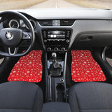 Snowflake Pattern Red Background Front Car Mats