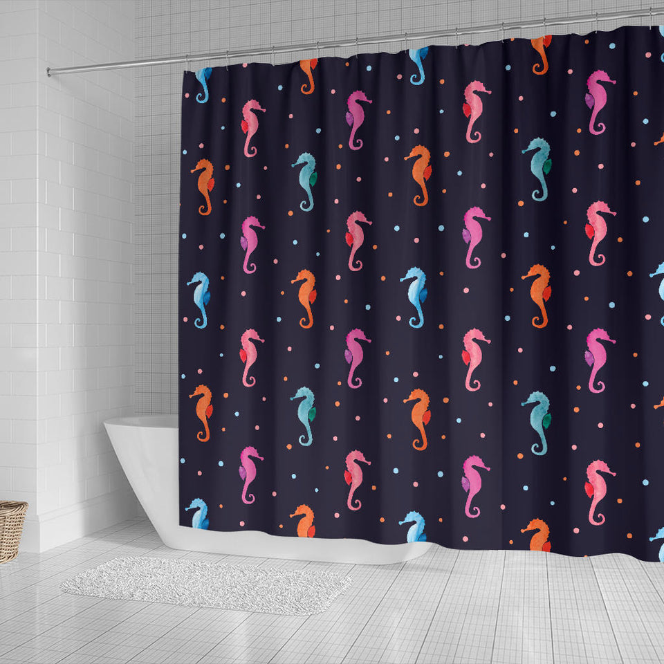 Watercolor Colorful Seahorse Pattern Shower Curtain Fulfilled In US