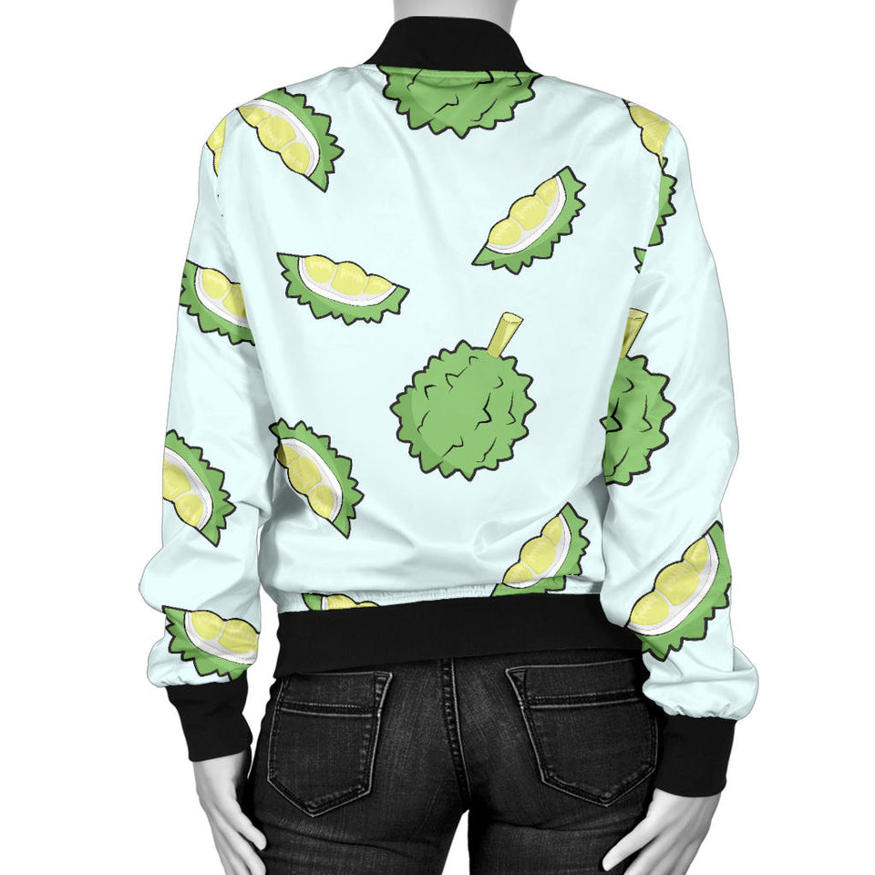 Durian Pattern Blue Background Women'S Bomber Jacket