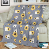 Cute Hamster Sunflower Pattern Background Premium Blanket