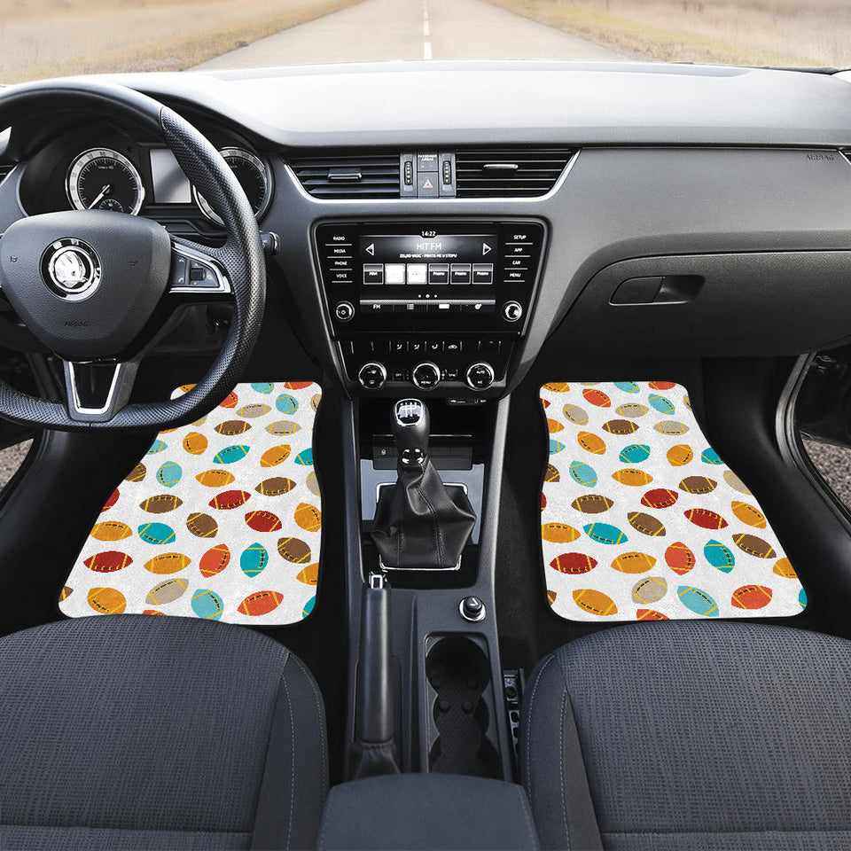 Colorful American Football Ball Pattern Front And Back Car Mats