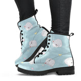 White Cute Hamsters Heart Pattern Leather Boots