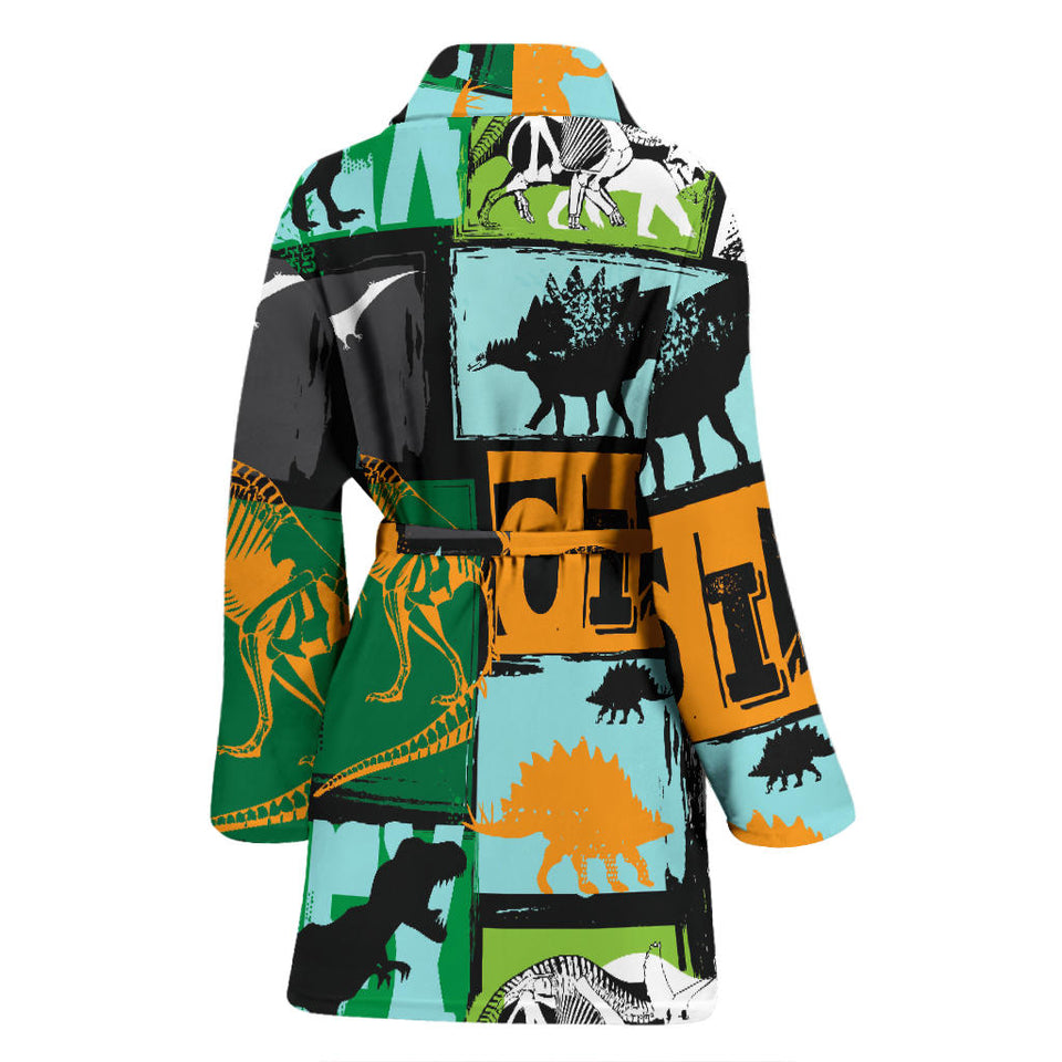 Dinosaurs Print Pattern Women'S Bathrobe