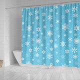 Snowflake Pattern Blue Background Shower Curtain Fulfilled In US