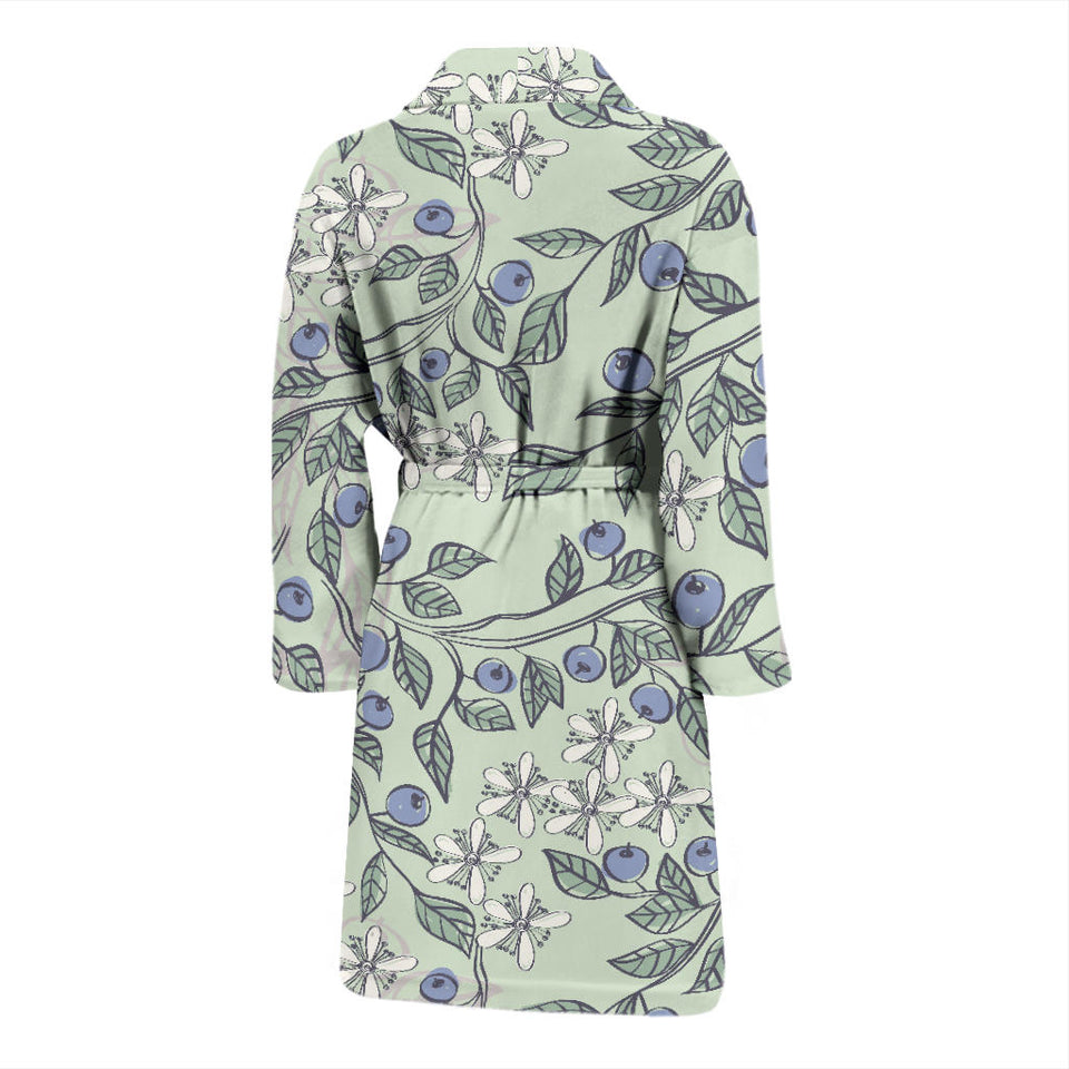 Hand Drawn Blueberry Pattern Men'S Bathrobe