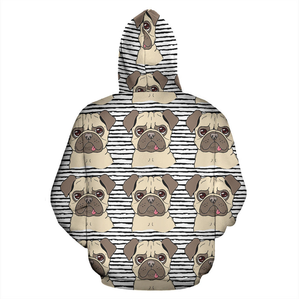Happy Pug Pattern Men Women Pullover Hoodie