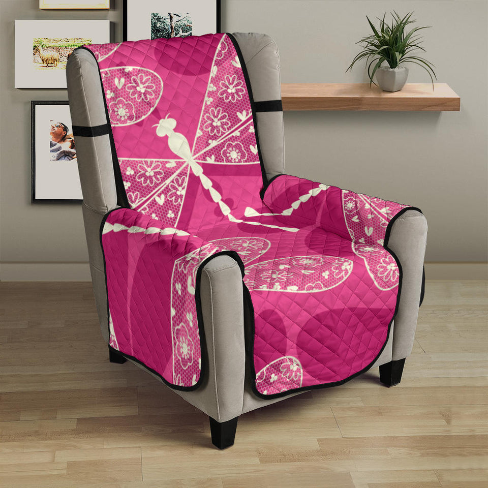 Beautiful dragonfly pink background Chair Cover Protector
