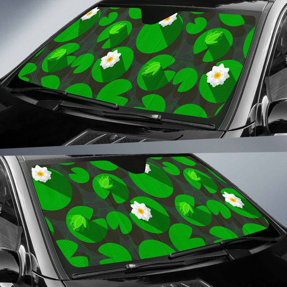 Frog Waterlily Pattern Car Sun Shade