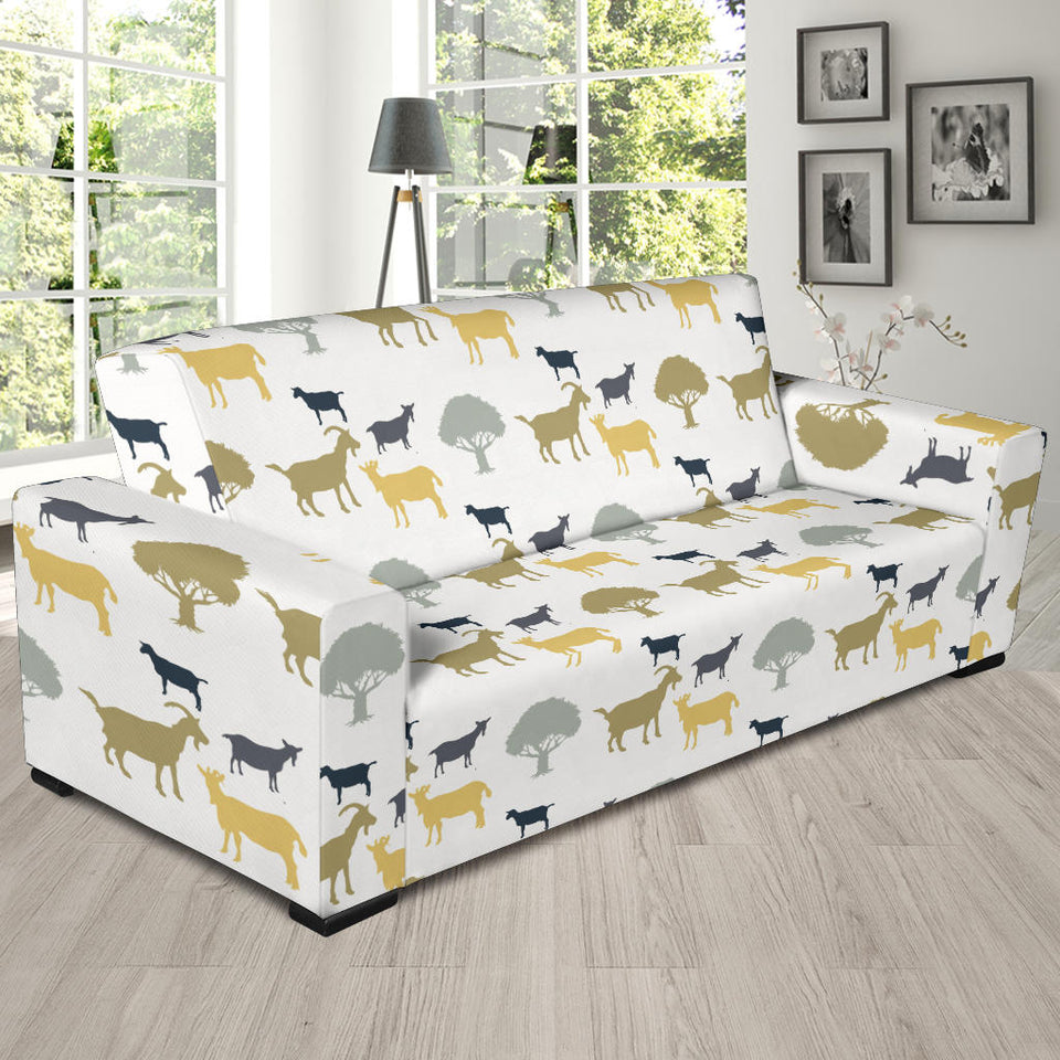 Silhouettes Of Goat And Tree Pattern Sofa Slipcover