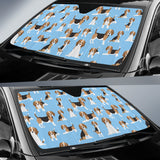 Beagle Dog Blue Background Pattern Car Sun Shade