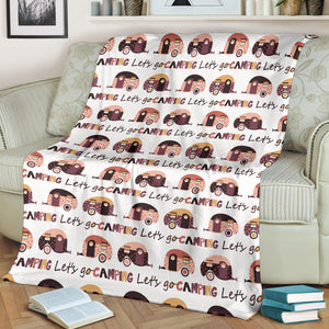 Camper Van Pattern Print Design 01 Premium Blanket