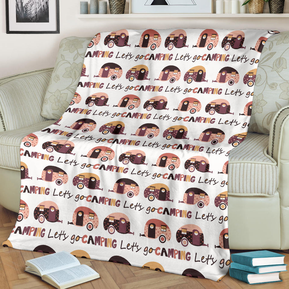 Camper Van Pattern Print Design 01 Premium Blanket