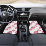 Pink Lotus Waterlily Pattern Front And Back Car Mats