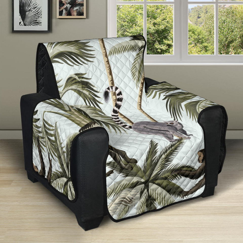Monkey sloth lemur palm trees pattern Recliner Cover Protector