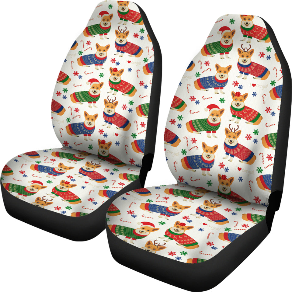 Corgi Christmas Pattern Universal Fit Car Seat Covers