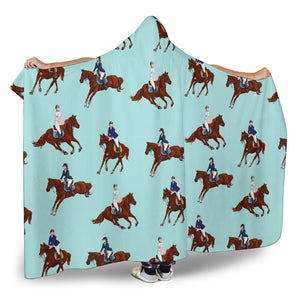 Horses Running Horses Rider Pattern Hooded Blanket