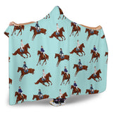 Horses Running Horses Rider Pattern Hooded Blanket