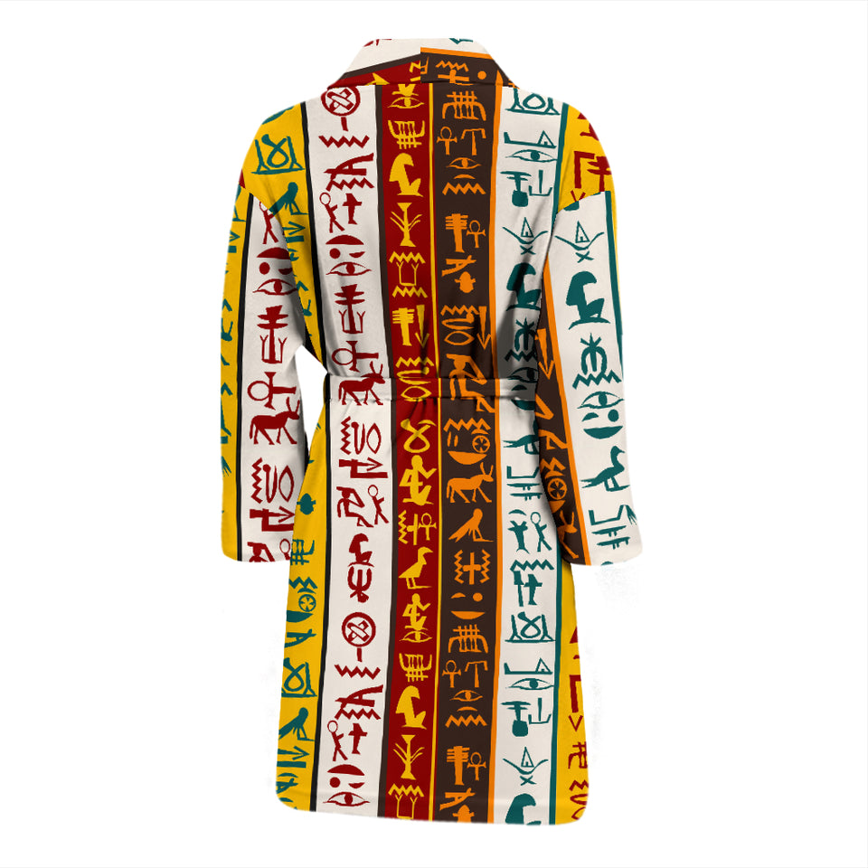 Egypt Hieroglyphics Pattern Print Design 01 Men's Bathrobe