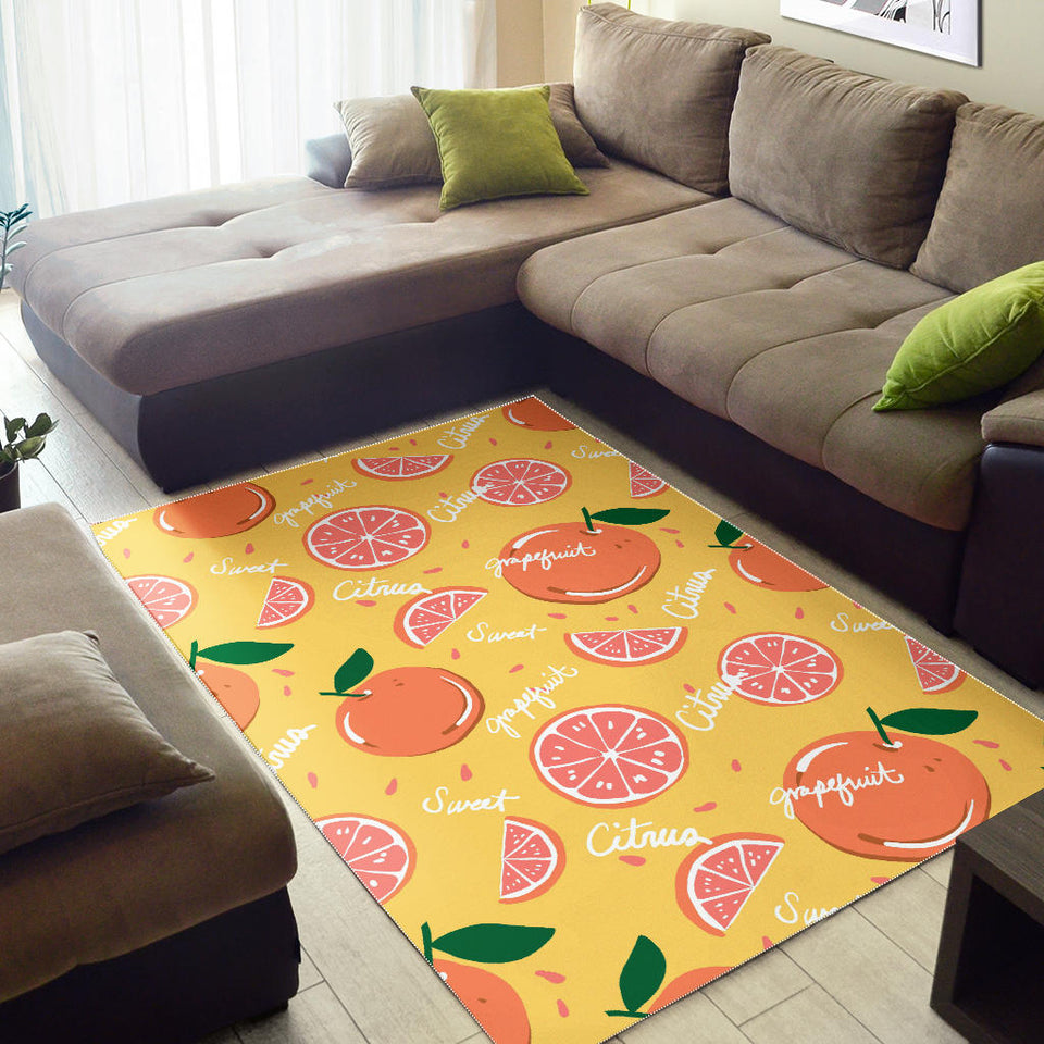 Grapefruit Yellow Background Area Rug