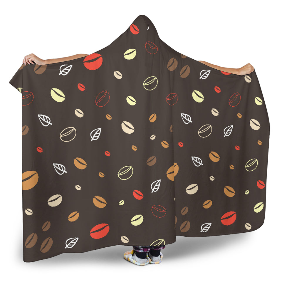 Coffee Bean Leave Pattern Hooded Blanket