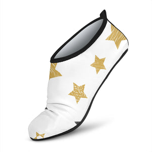 Hand Drawn Gold Black Star Pattern Aqua Shoes