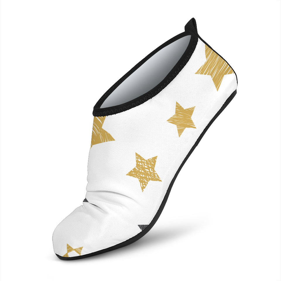 Hand Drawn Gold Black Star Pattern Aqua Shoes