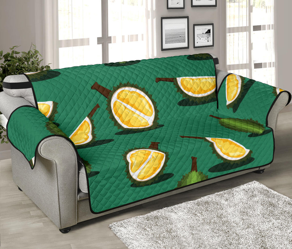 Durian pattern green background Sofa Cover Protector