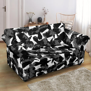 Crow Illustration Pattern Loveseat Couch Slipcover