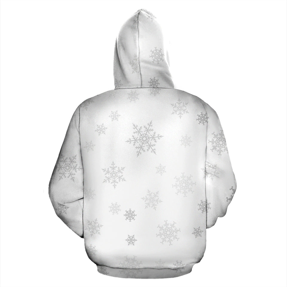 Snowflake Pattern White Background Zip Up Hoodie