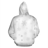Snowflake Pattern White Background Zip Up Hoodie