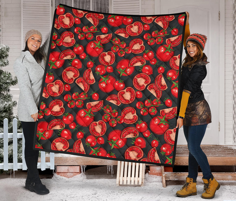 Tomato Black Background Premium Quilt