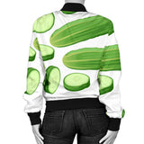Cucumber Whole Slices Pattern Women'S Bomber Jacket