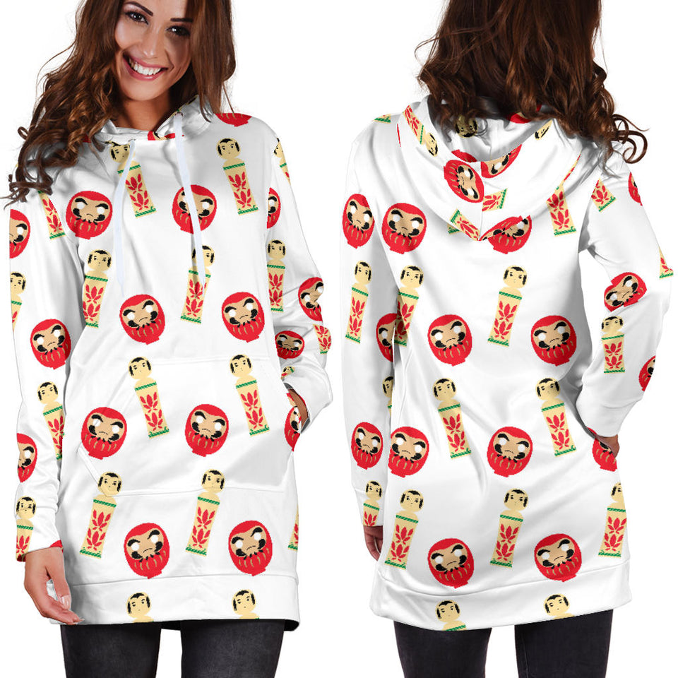 Daruma Japanese Wooden Doll Women'S Hoodie Dress