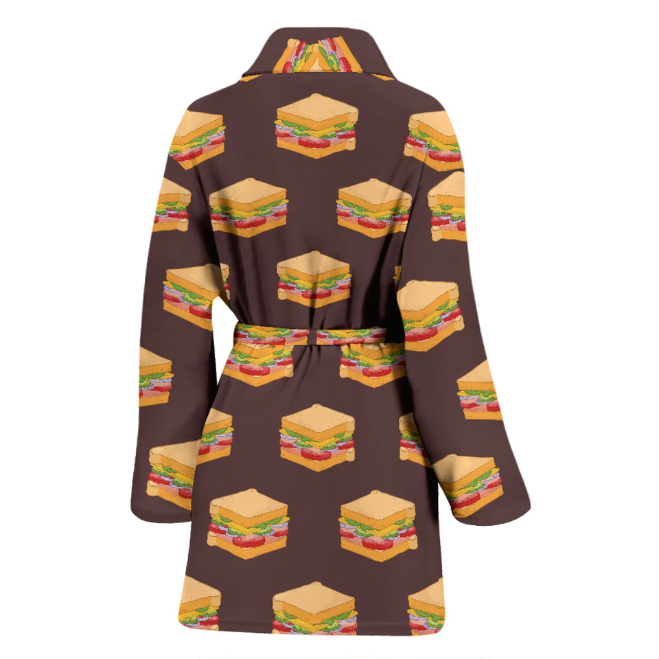 Sandwich Pattern Print Design 04 Women's Bathrobe