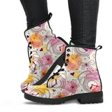 Clock Butterfly Pattern Leather Boots