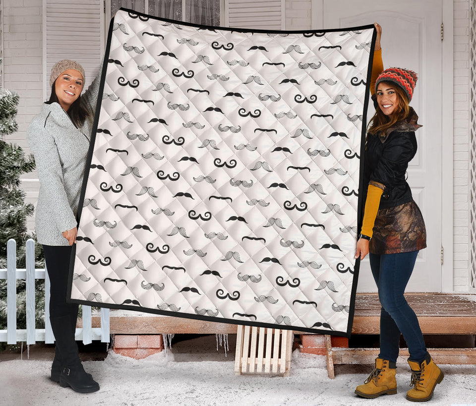 Mustache Beard Pattern Print Design 05 Premium Quilt