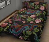 Dragons flower pattern Quilt Bed Set