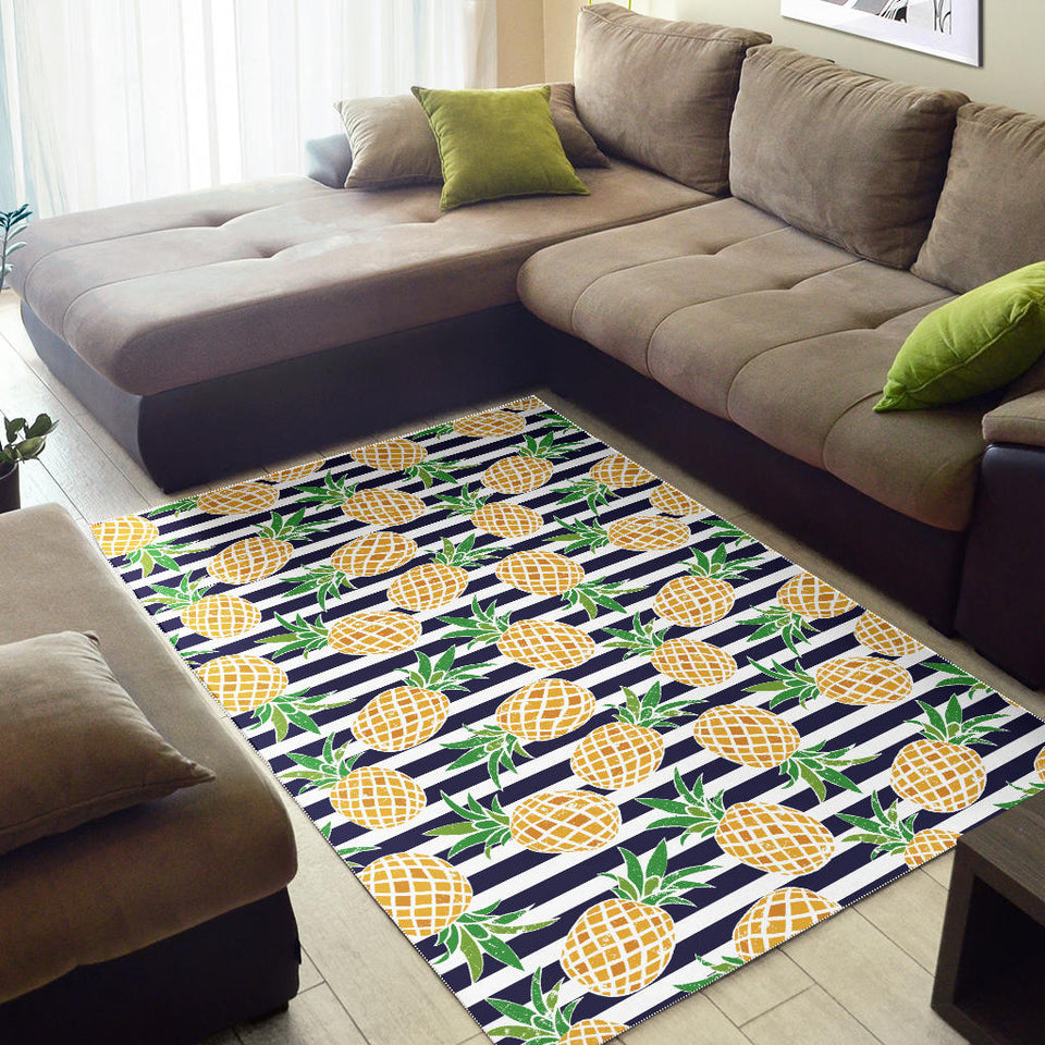 Pineapples Pattern Striped Background Area Rug