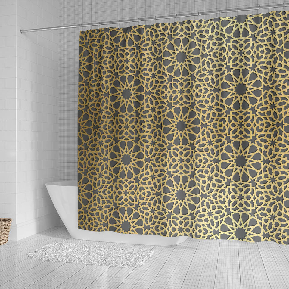Arabic Star Gold Pattern Shower Curtain Fulfilled In US
