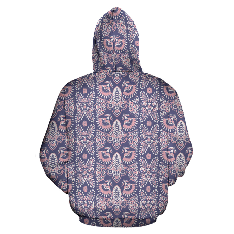 Indian Batik Style Pattern Zip Up Hoodie