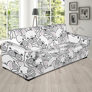 Cute French Bulldog Head Pattern Sofa Slipcover