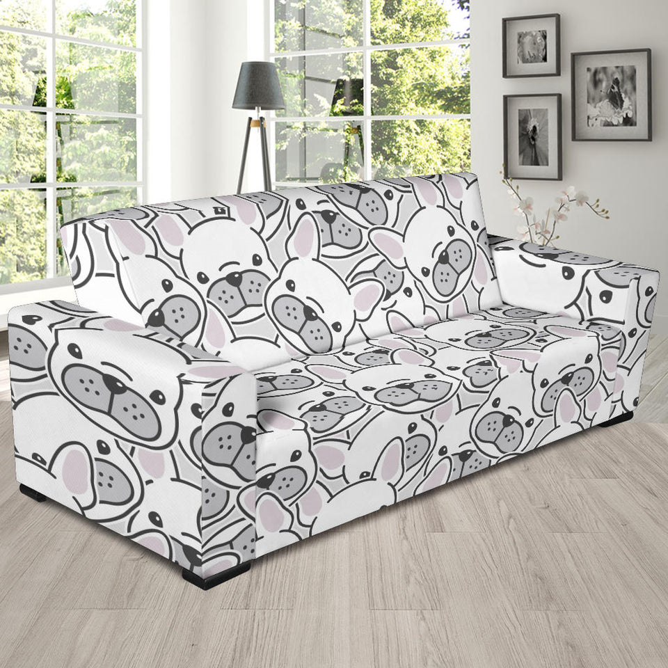 Cute French Bulldog Head Pattern Sofa Slipcover