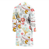 Maneki Neko Lucky Cat Fan Sakura Men'S Bathrobe