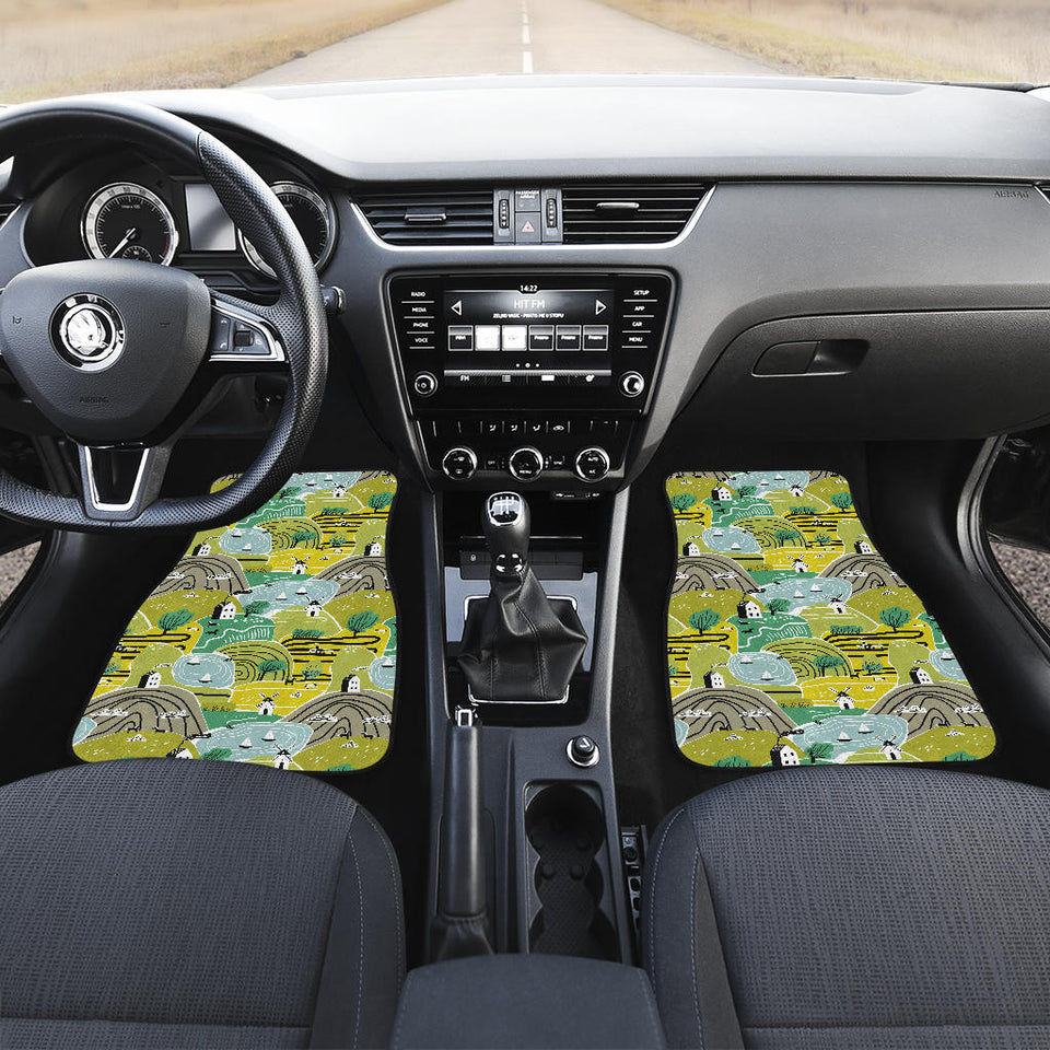 Hand Drawn Windmill Pattern Front Car Mats