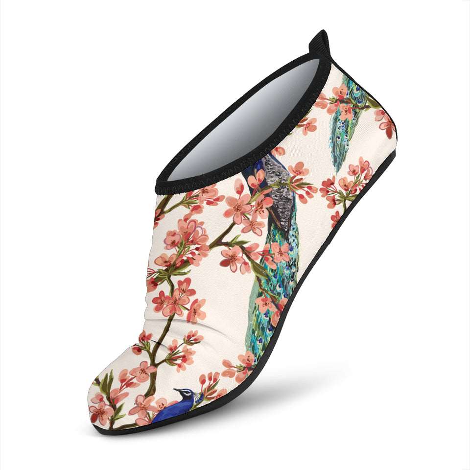 Peacock Tropical Flower Pattern Aqua Shoes