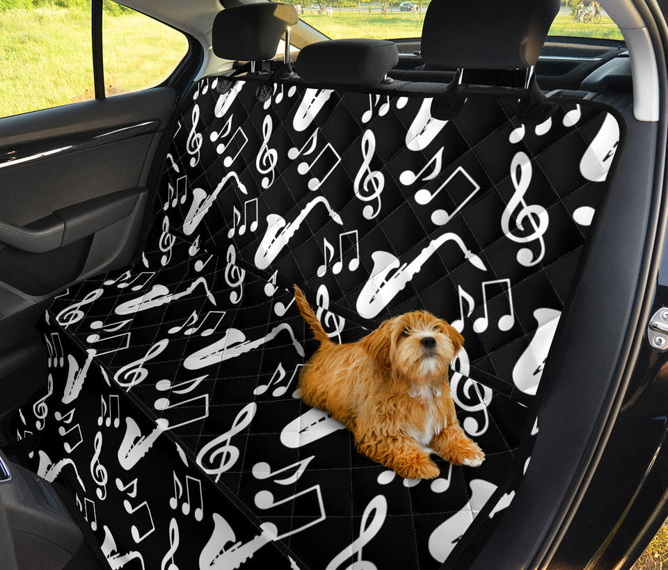 Saxophone Music Notes Treble Clef Black White Theme Dog Car Seat Covers