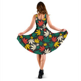 Canabis Marijuana Weed Pattern Print Design 02 Sleeveless Midi Dress