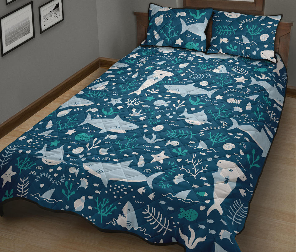 Cute shark pattern Quilt Bed Set