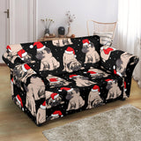 Christmas Pugs Santa_S Red Cap Pattern Loveseat Couch Slipcover